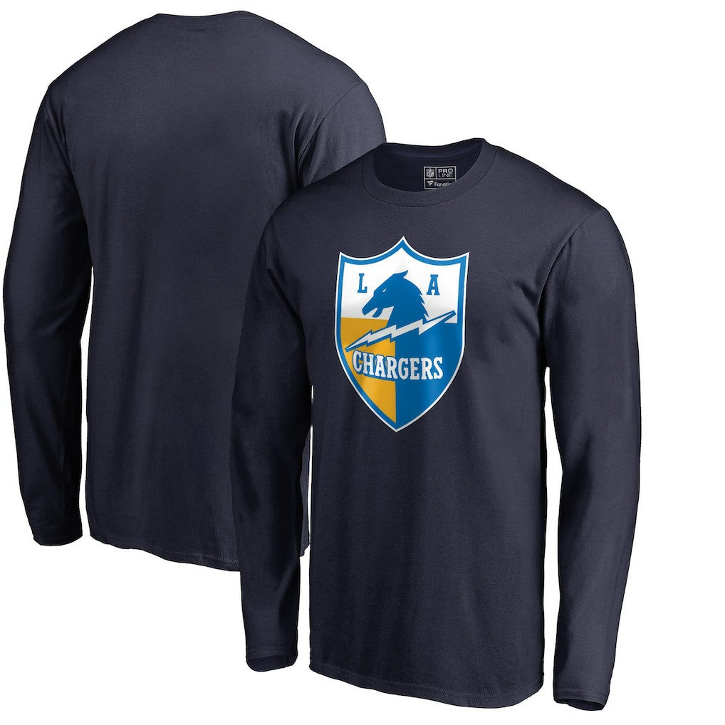Los Angeles Chargers Vintage Shield Logo Long Sleeve T-Shirt - Navy sale