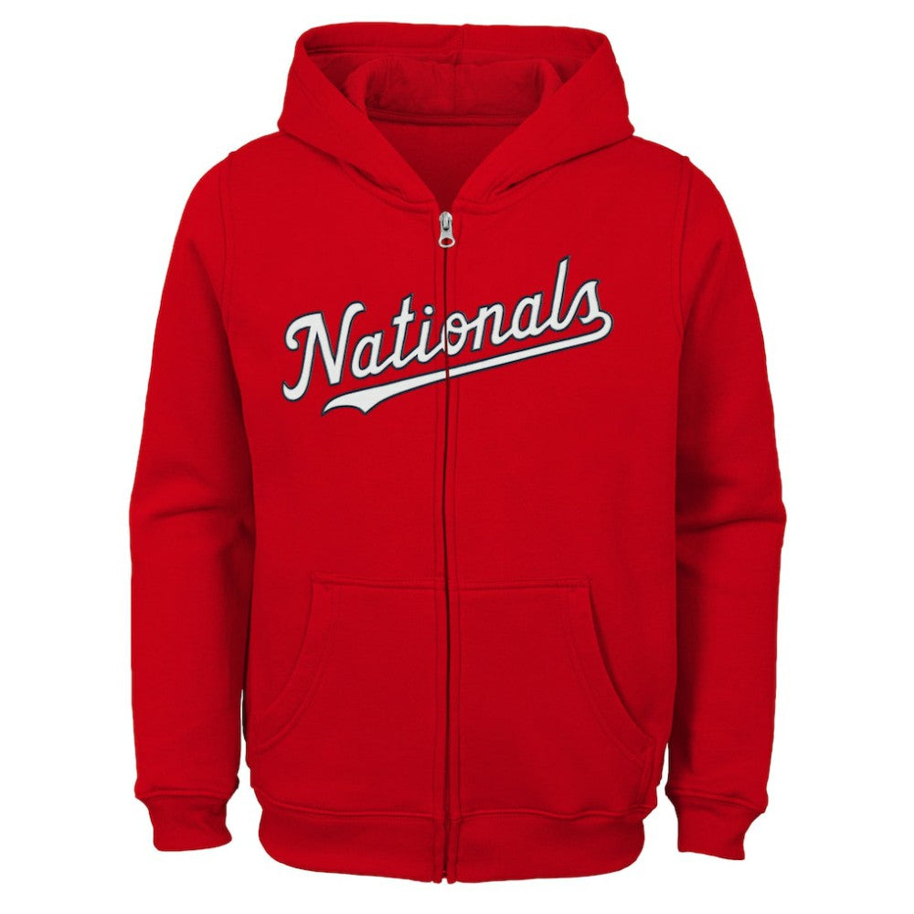 Washington Nationals Youth Team Color Wordmark Full-Zip Hoodie Red