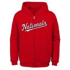 Washington Nationals Youth Team Color Wordmark Full-Zip Hoodie Red