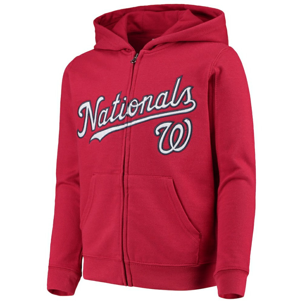 Washington Nationals Youth Team Color Wordmark Full-Zip Hoodie Red