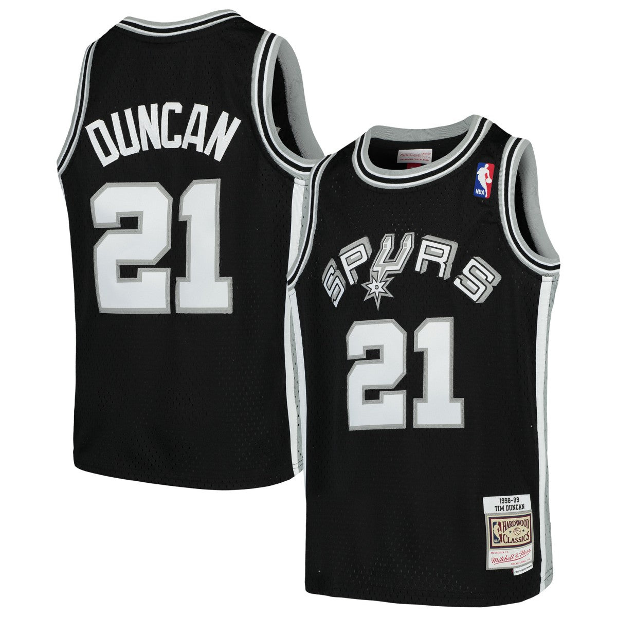 Tim Duncan San Antonio Spurs Youth Swingman Throwback Jersey - Black shop