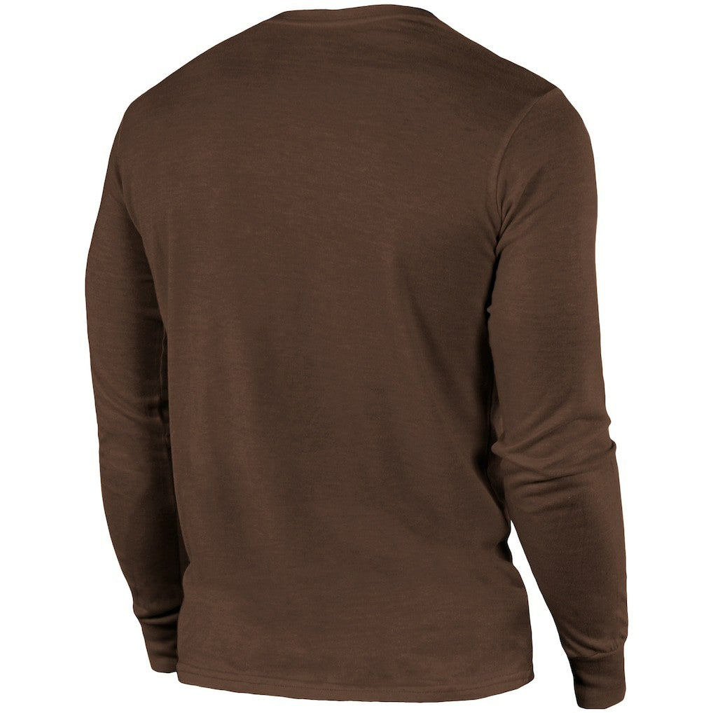 Cleveland Browns Majestic Threads Lockup Tri-Blend Long Sleeve T-Shirt - Brown on sale