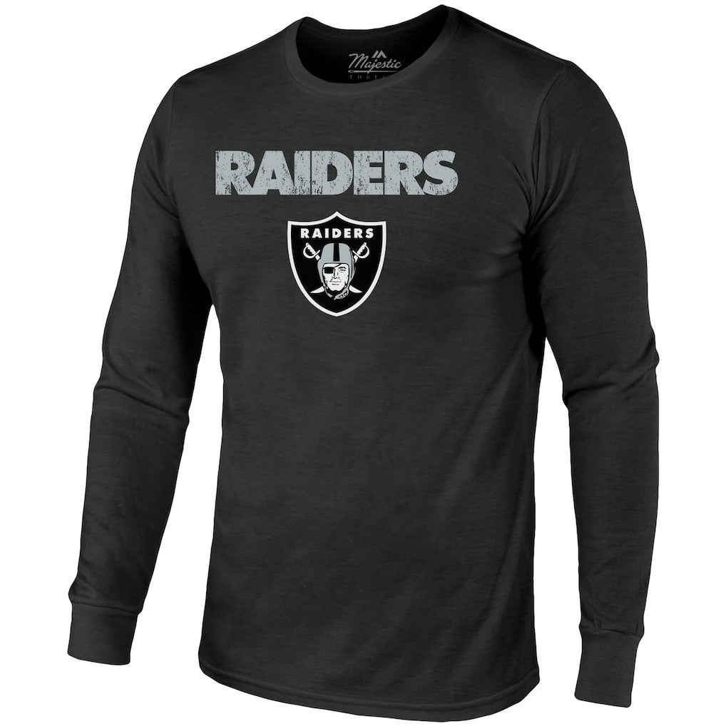 Las Vegas Raiders Majestic Threads Lockup Tri-Blend Long Sleeve T-Shirt - Black on sale