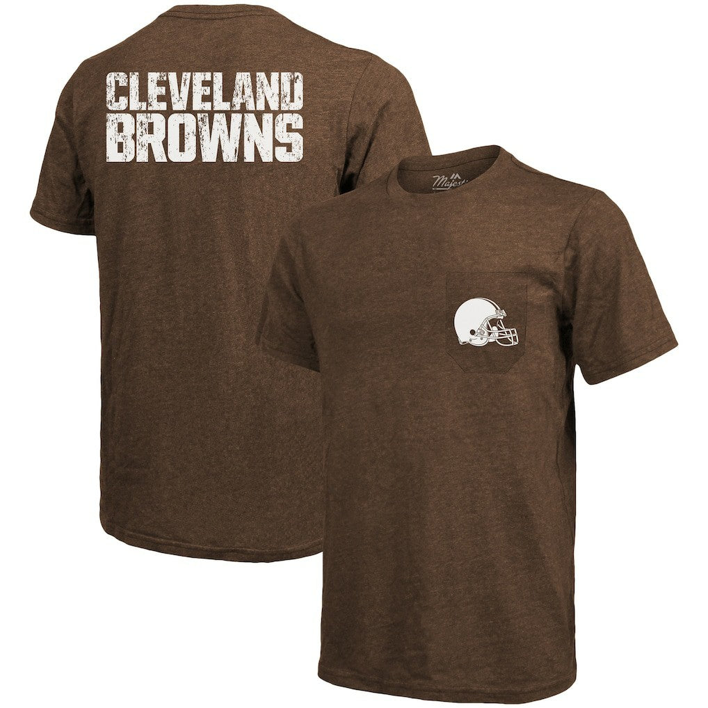 Cleveland Browns Majestic Threads Tri-Blend Pocket T-Shirt - Brown on sale
