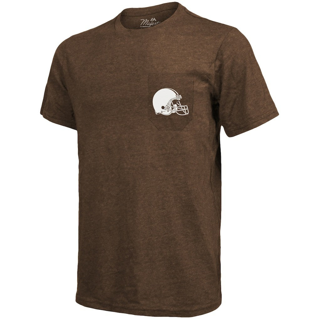 Cleveland Browns Majestic Threads Tri-Blend Pocket T-Shirt - Brown on sale