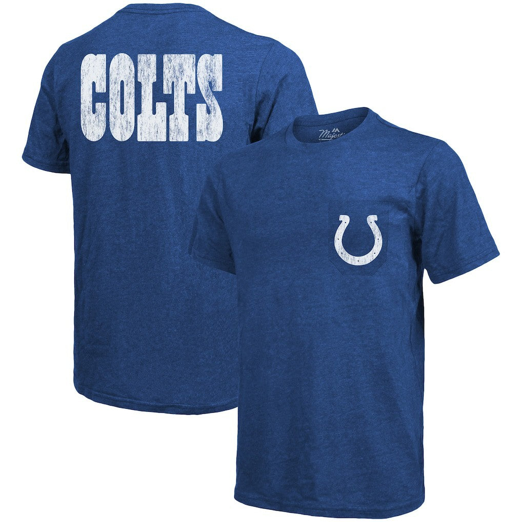 Indianapolis Colts Majestic Threads Tri-Blend Pocket T-Shirt - Heathered Royal for sale