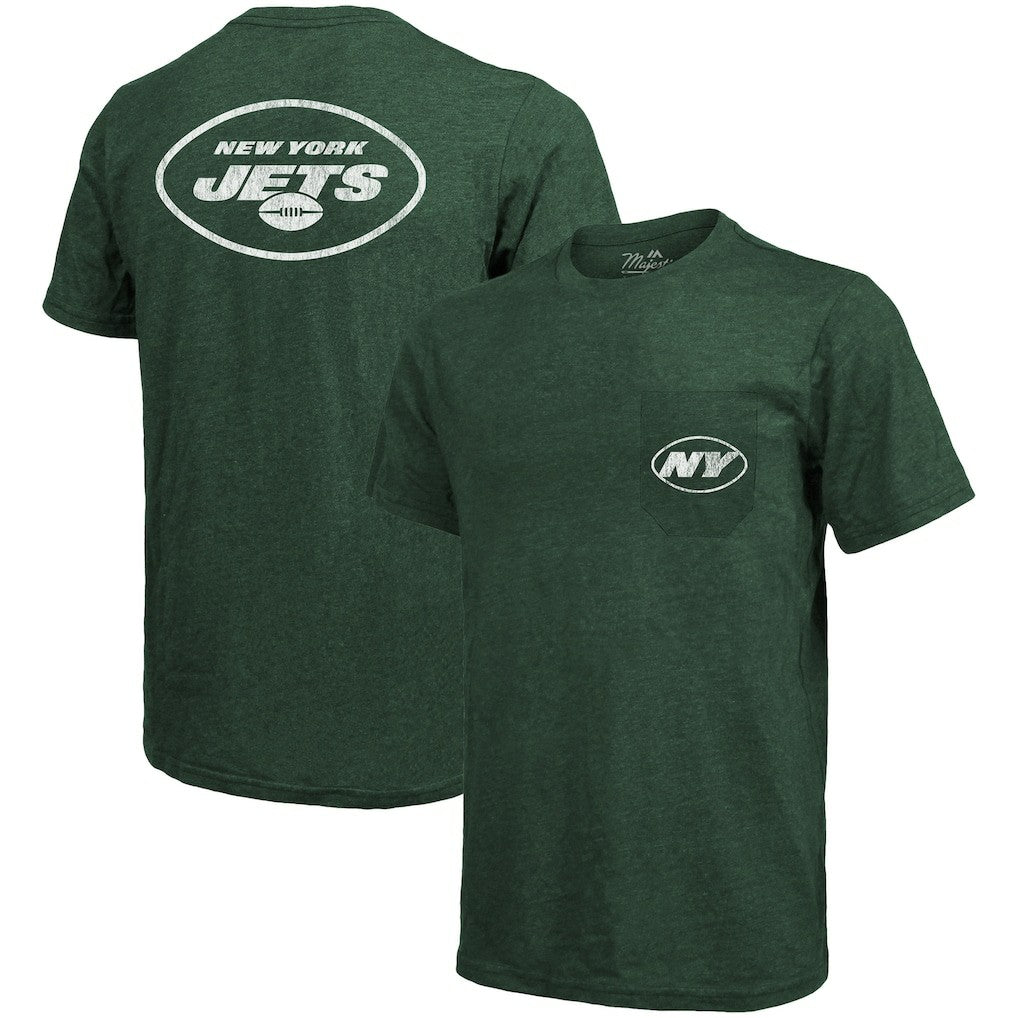 New York Jets Majestic Threads Tri-Blend Pocket T-Shirt - Heathered Green cheap