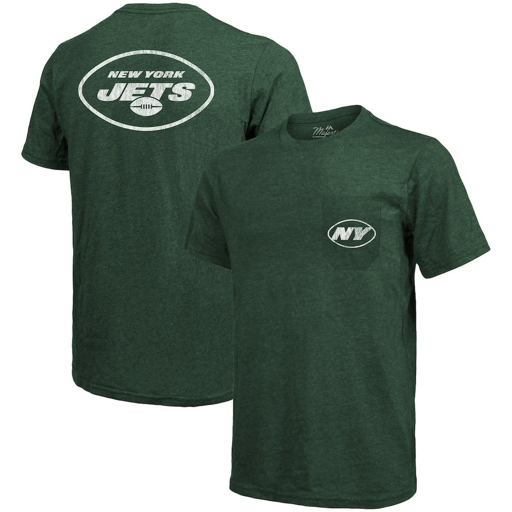 New York Jets Majestic Threads Tri-Blend Pocket T-Shirt - Heathered Green cheap