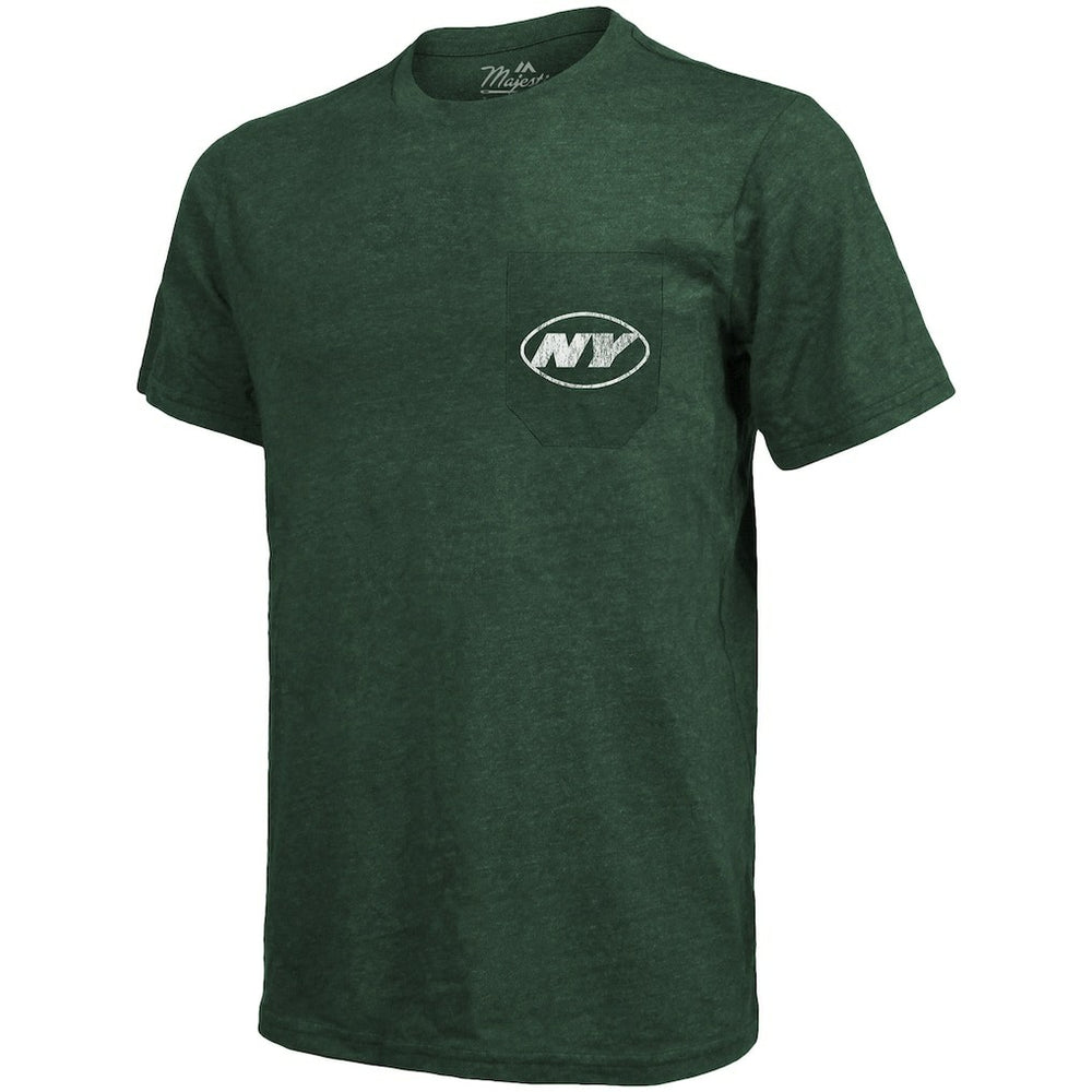 New York Jets Majestic Threads Tri-Blend Pocket T-Shirt - Heathered Green cheap