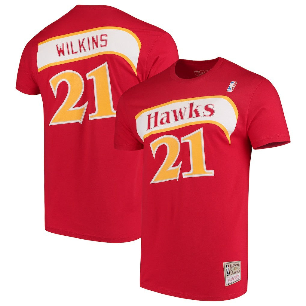 Dominique Wilkins Atlanta Hawks Hardwood Classics Team Name & Number T-Shirt - Red online