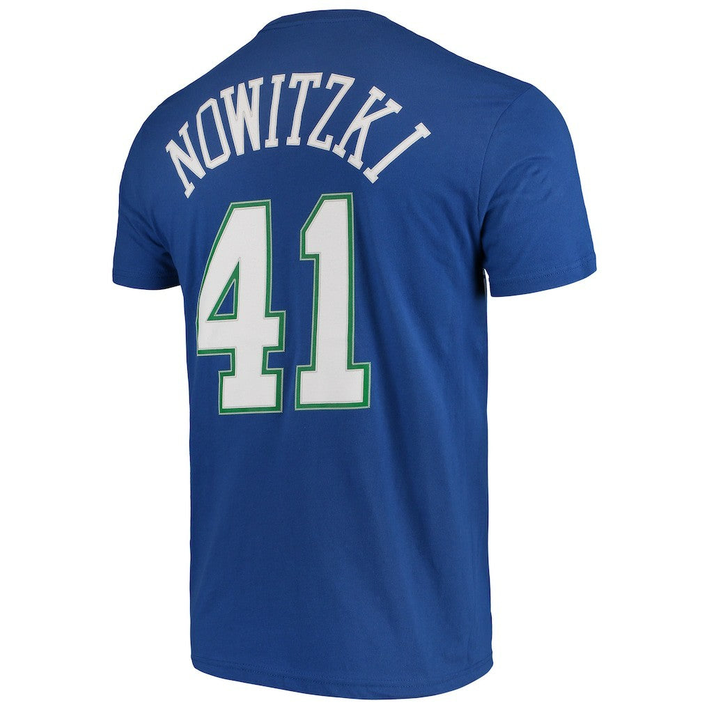 Dirk Nowitzki Dallas Mavericks Hardwood Classics Team Name & Number T-Shirt sale - Blue for sale