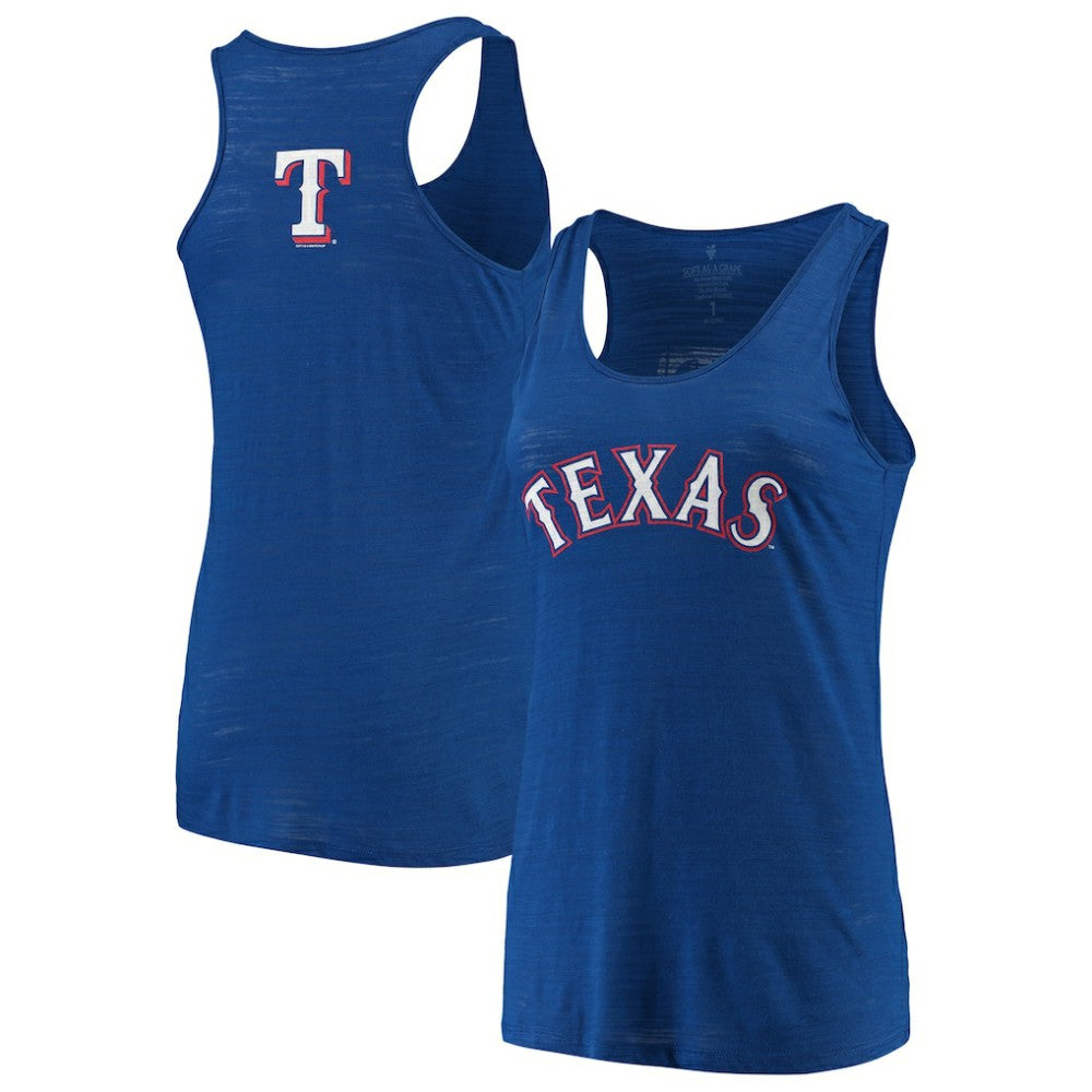 Texas Rangers Soft as a Grape Women's Plus Size Swing for the Fences Racerback Tank Top Royal