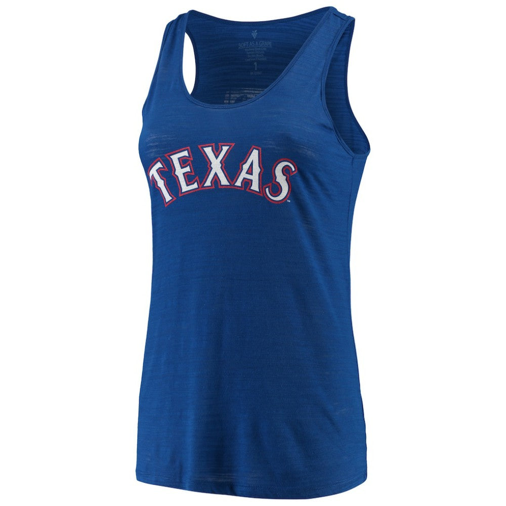 Texas Rangers Soft as a Grape Women's Plus Size Swing for the Fences Racerback Tank Top Royal