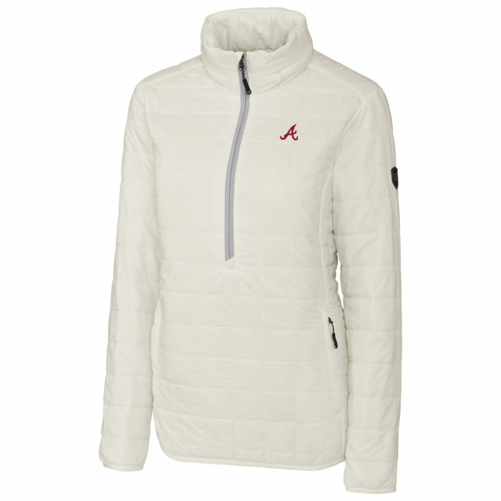 Atlanta Braves Cutter & Buck Women's Rainier Half-Zip Popover Jacket White