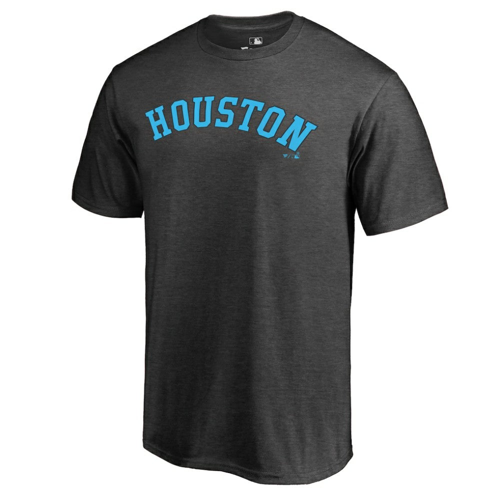 Houston Astros Blue Wordmark T-Shirt Heathered Charcoal