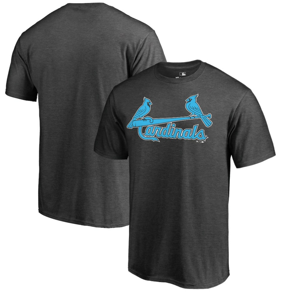 St. Louis Cardinals Blue Wordmark T-Shirt Heathered Charcoal