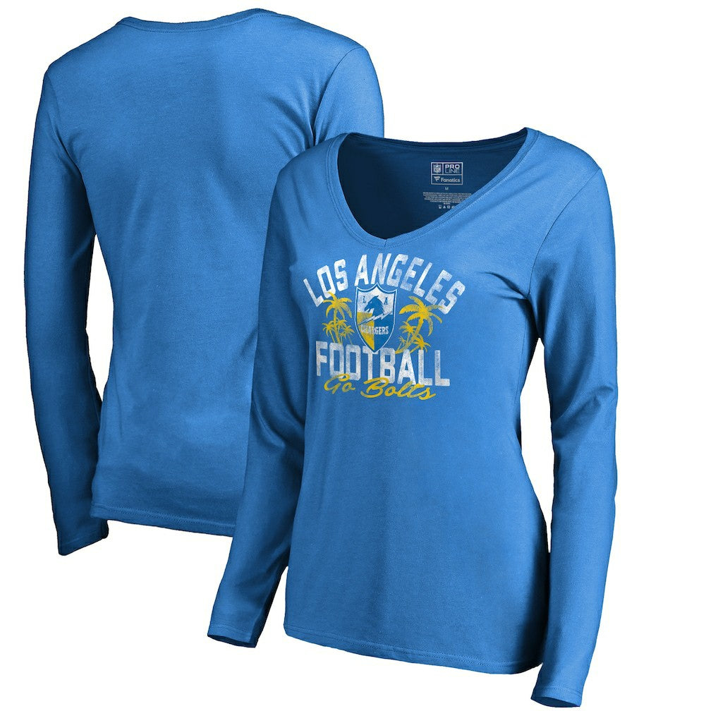 Los Angeles Chargers Women's Hometown Collection LA Football Long Sleeve T-Shirt - Powder Blue cheap