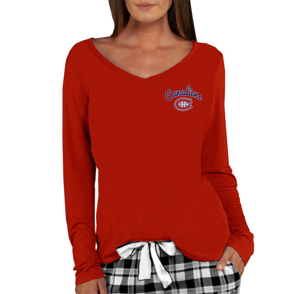 Montreal Canadiens Concepts Sport Women's Marathon Knit Long Sleeve V-Neck Top - Red Tops