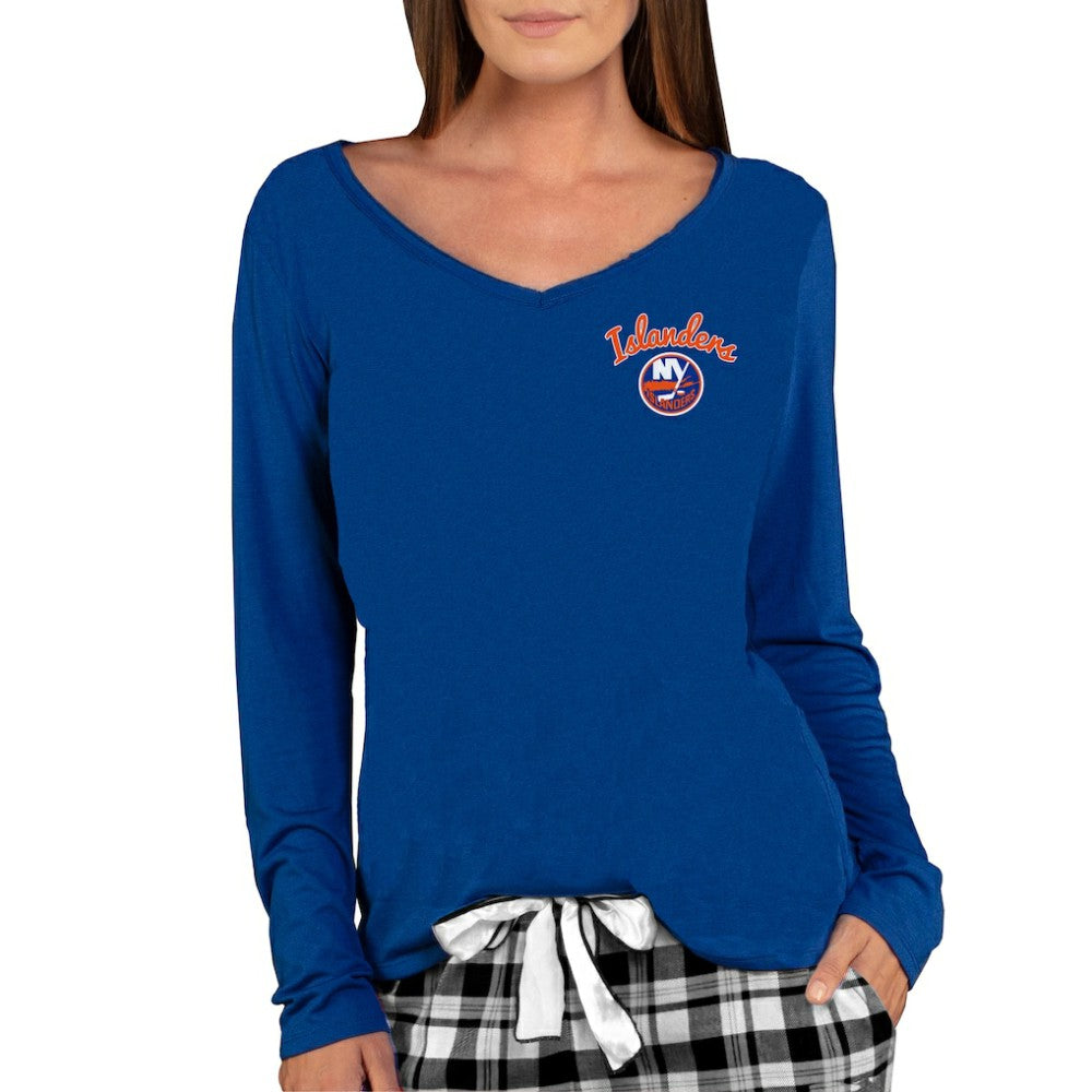 New York Islanders Concepts Sport Women's Marathon Knit Long Sleeve V-Neck Top - Royal Tops