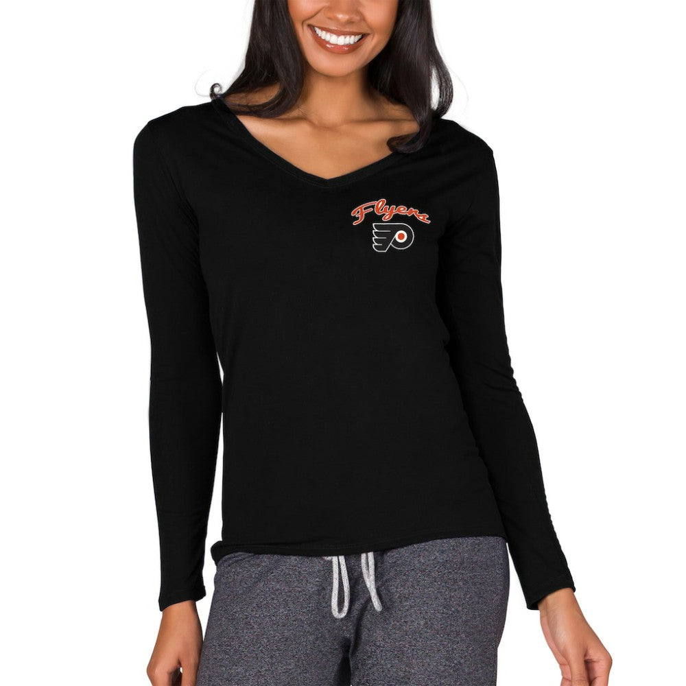 Philadelphia Flyers Concepts Sport Women's Marathon Knit Long Sleeve V-Neck Top - Black Tops