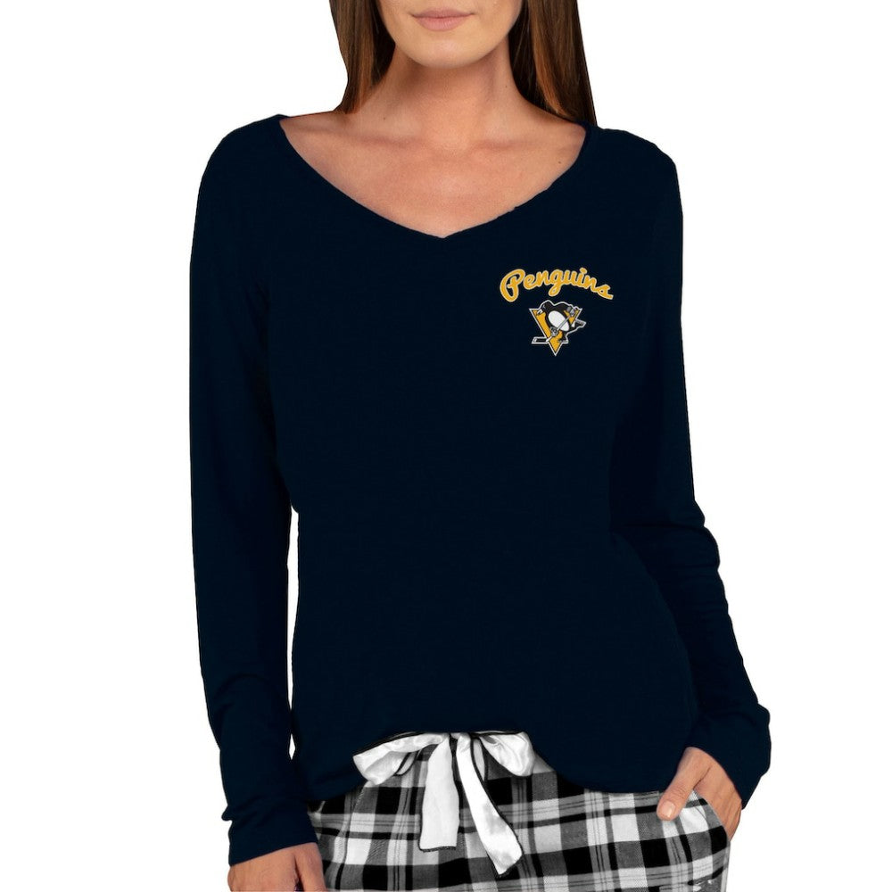 Pittsburgh Penguins Concepts Sport Women's Marathon Knit Long Sleeve V-Neck Top - Black Tops