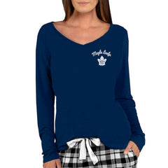 Toronto Maple Leafs Concepts Sport Women's Marathon Knit Long Sleeve V-Neck Top - Navy Tops