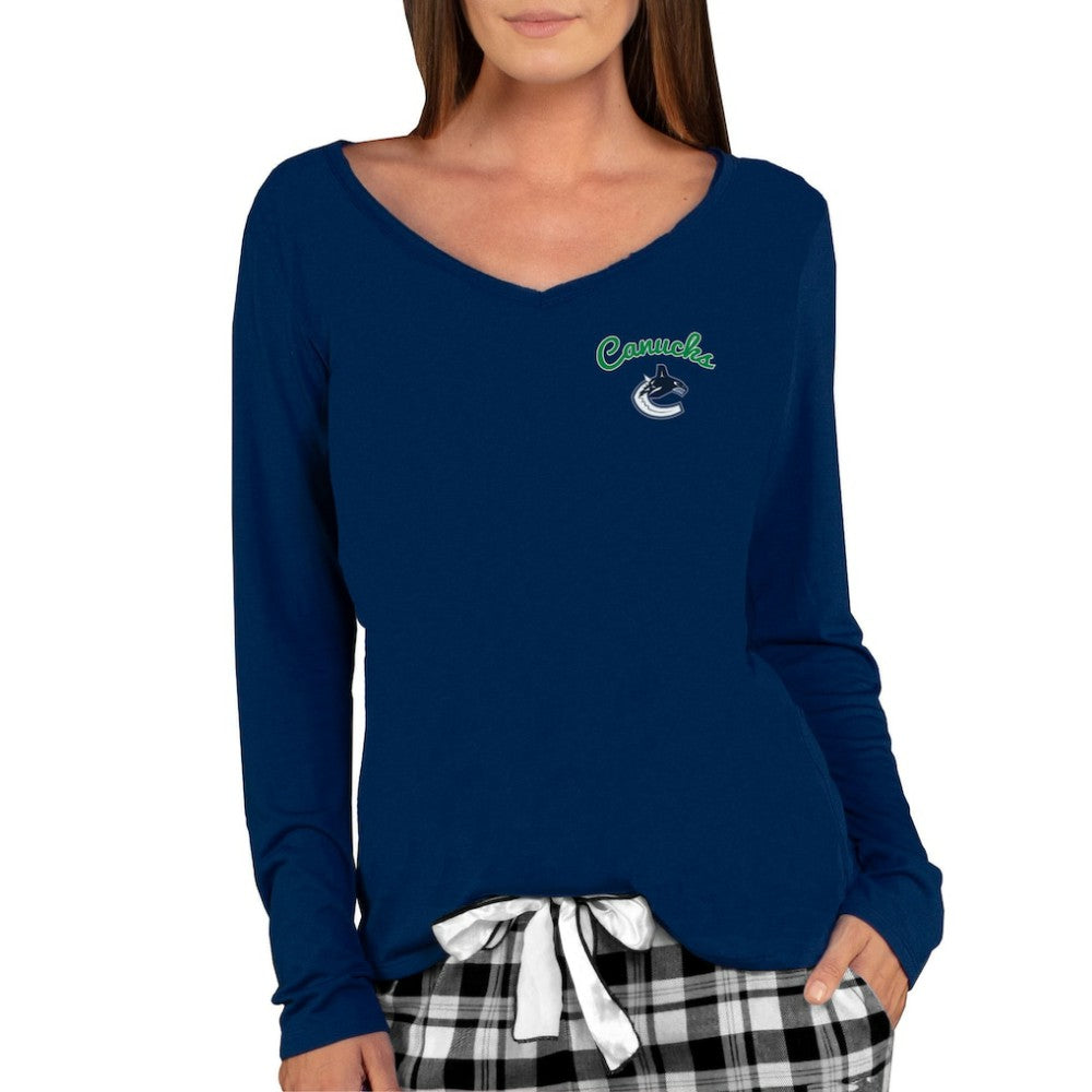 Vancouver Canucks Concepts Sport Women's Marathon Knit Long Sleeve V-Neck Top - Navy Tops