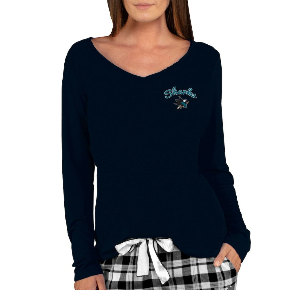 San Jose Sharks Concepts Sport Women's Marathon Knit Long Sleeve V-Neck Top - Black Tops