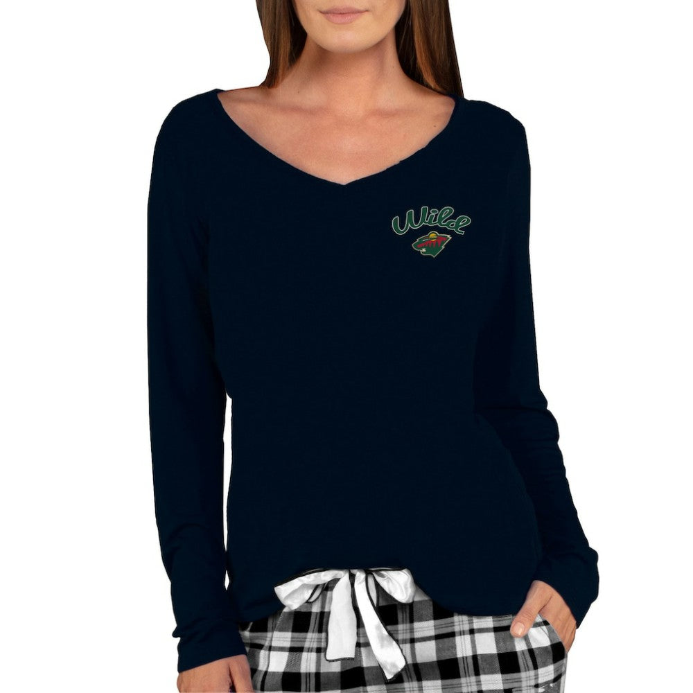Minnesota Wild Concepts Sport Women's Marathon Knit Long Sleeve V-Neck Top - Black Tops