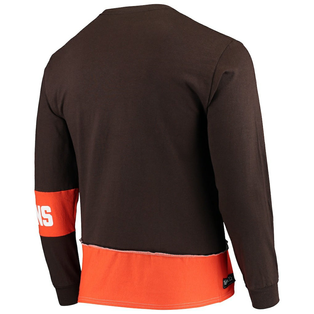 Cleveland Browns Refried Apparel Sustainable Upcycled Angle Long Sleeve T-Shirt - Brown/Orange online