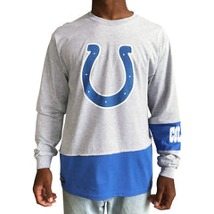 Indianapolis Colts Refried Apparel Sustainable Upcycled Angle Long Sleeve T-Shirt - Gray/Royal sale