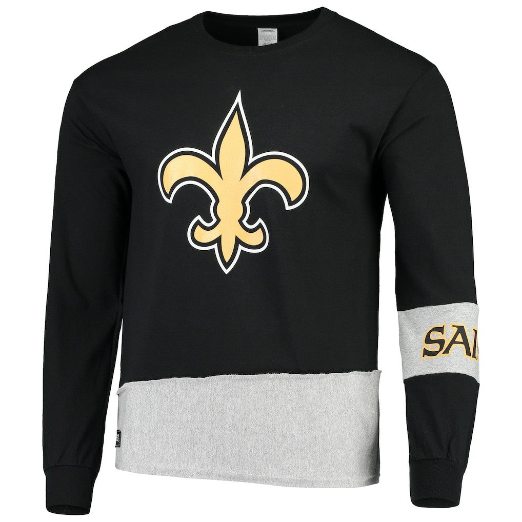 New Orleans Saints Refried Apparel Sustainable Upcycled Angle Long Sleeve T-Shirt - Black/Gray cheap