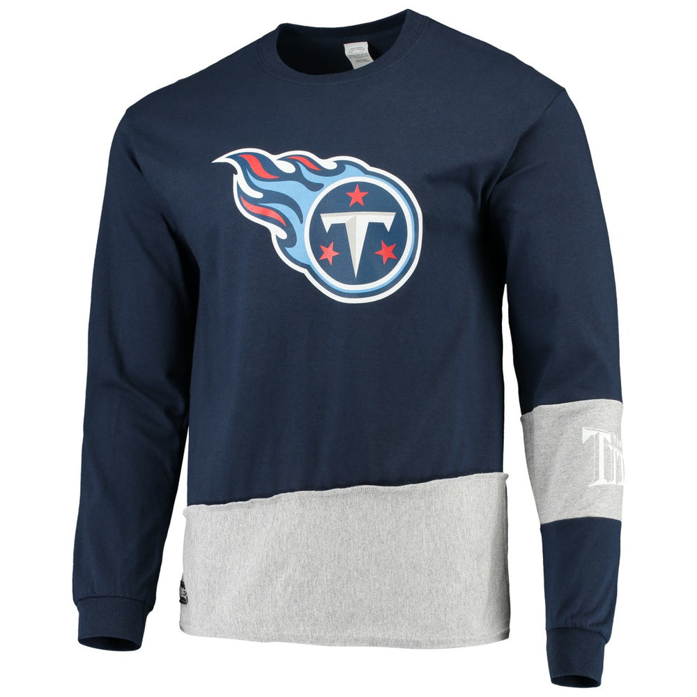 Tennessee Titans Refried Apparel Sustainable Upcycled Angle Long Sleeve T-Shirt - Navy/Gray discount