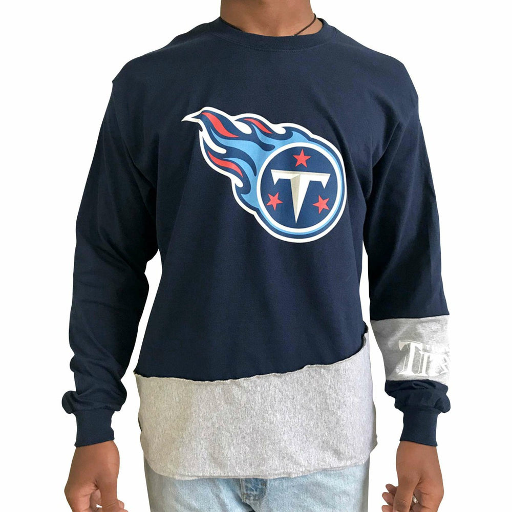 Tennessee Titans Refried Apparel Sustainable Upcycled Angle Long Sleeve T-Shirt - Navy/Gray discount