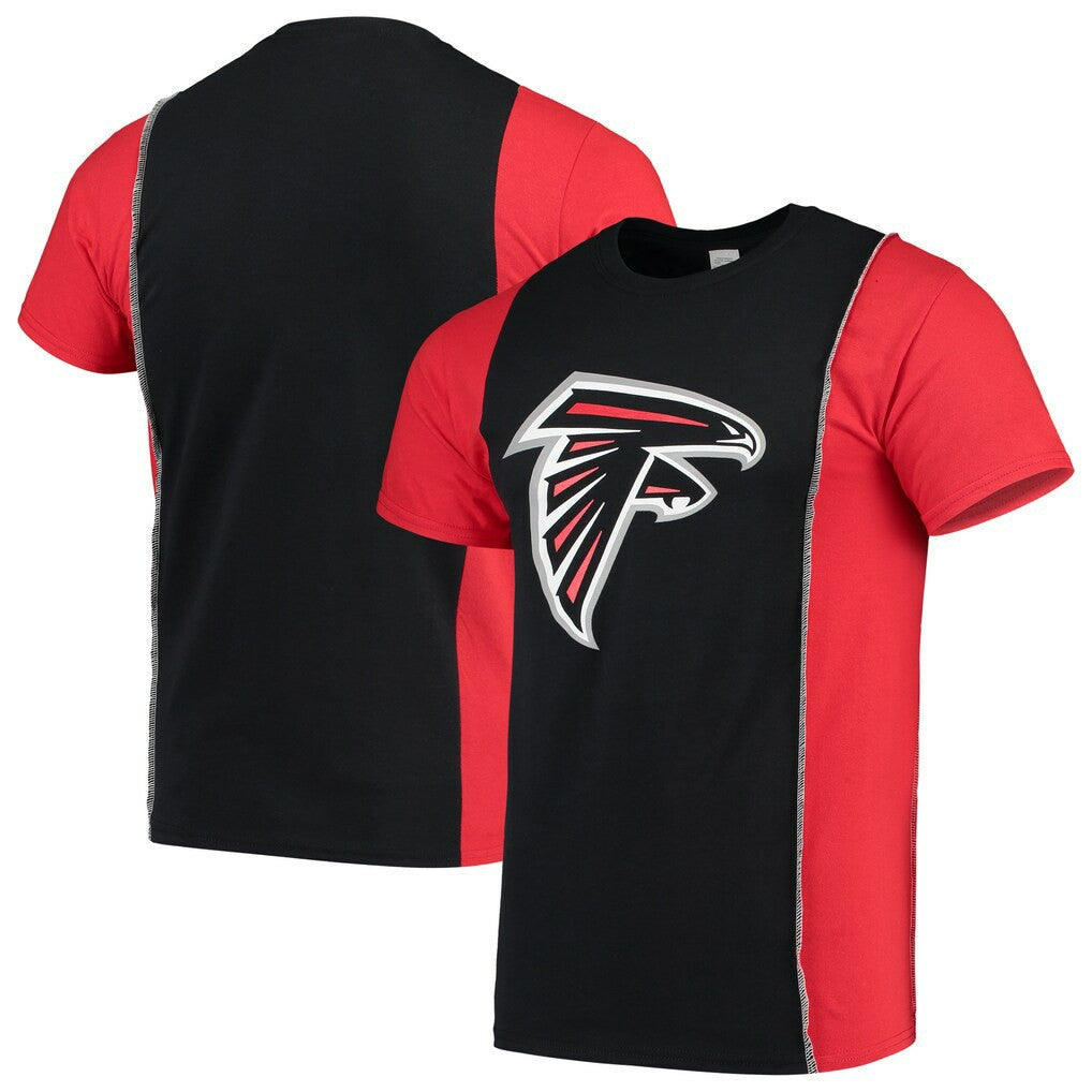 Atlanta Falcons Refried Apparel Sustainable Upcycled Split T-Shirt - Black/Red on sale