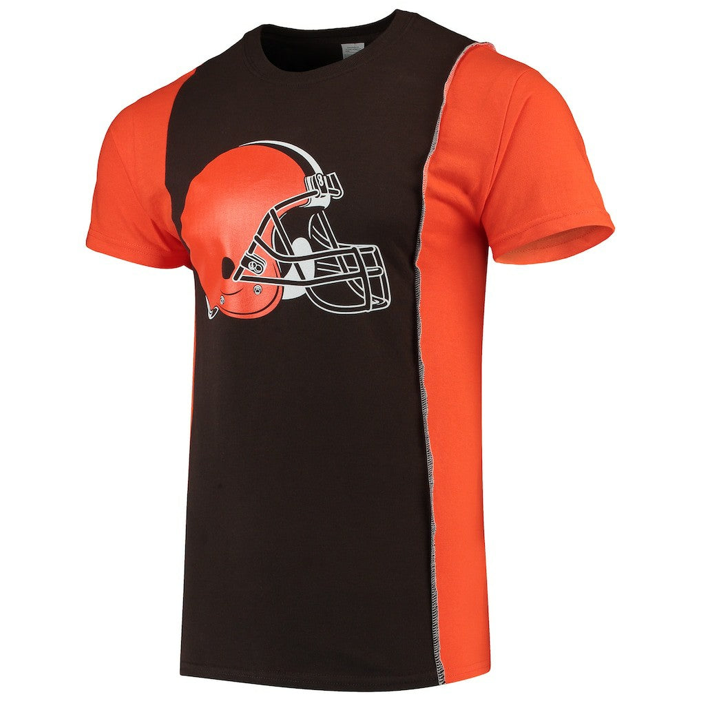 Cleveland Browns Refried Apparel Sustainable Upcycled Split T-Shirt - Brown/Orange online