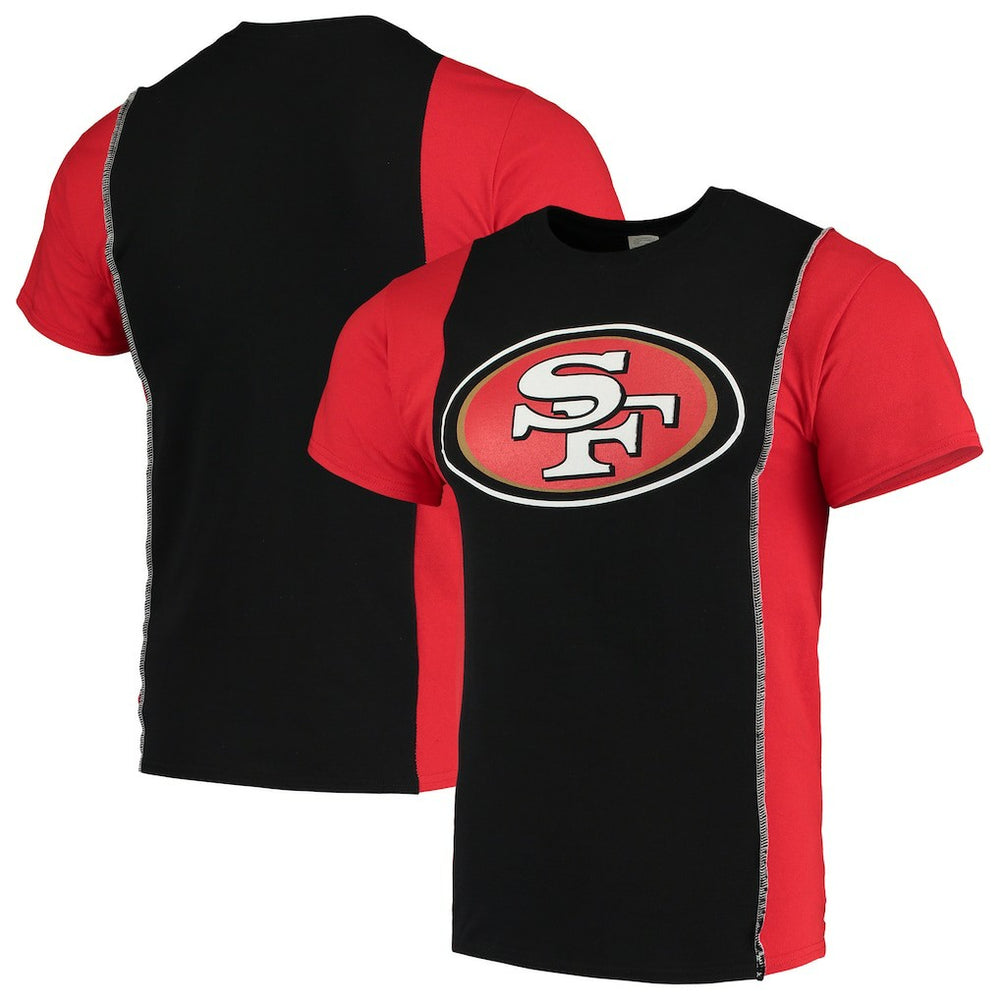 San Francisco 49ers Refried Apparel Sustainable Upcycled Split T-Shirt - Black/Scarlet online