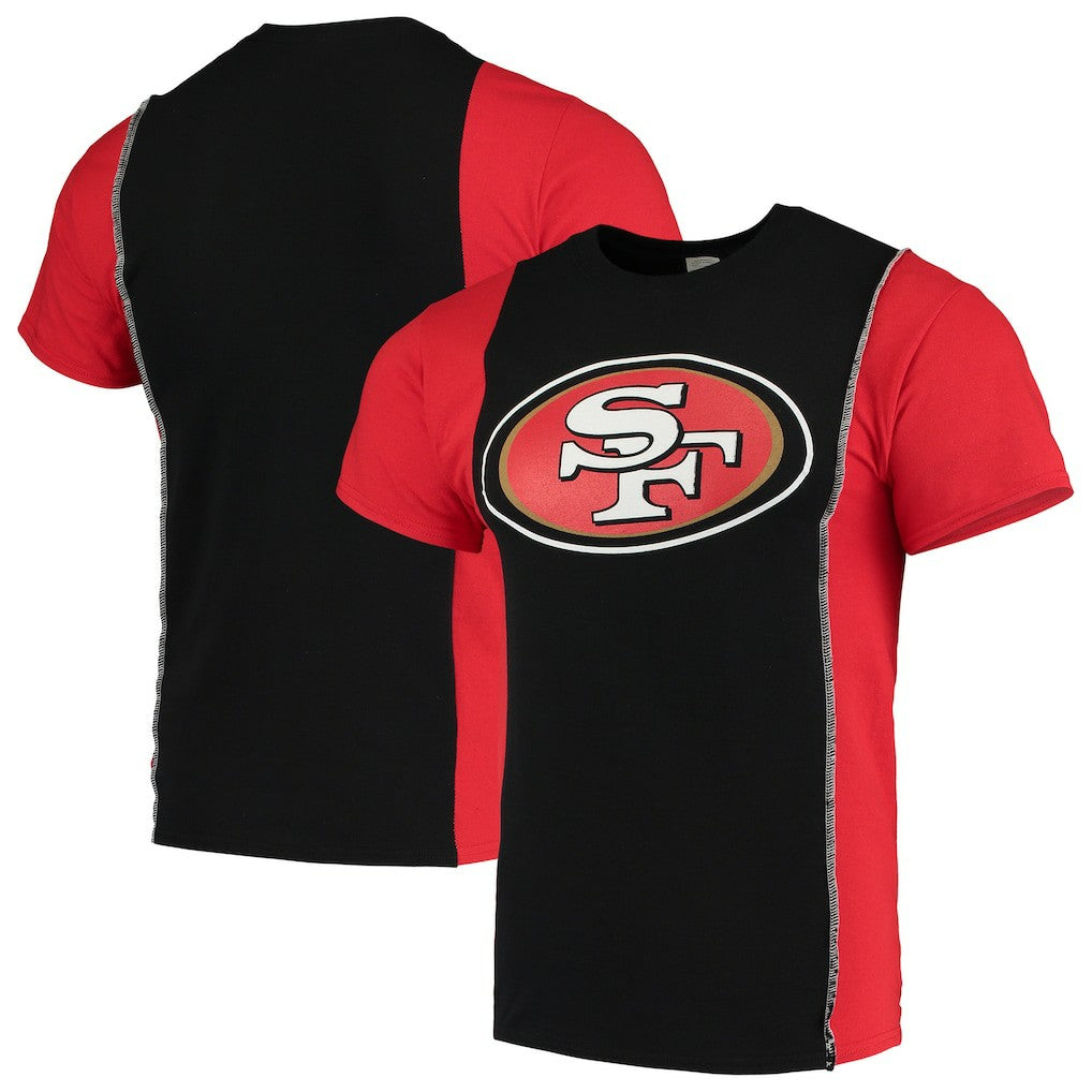 San Francisco 49ers Refried Apparel Sustainable Upcycled Split T-Shirt - Black/Scarlet online