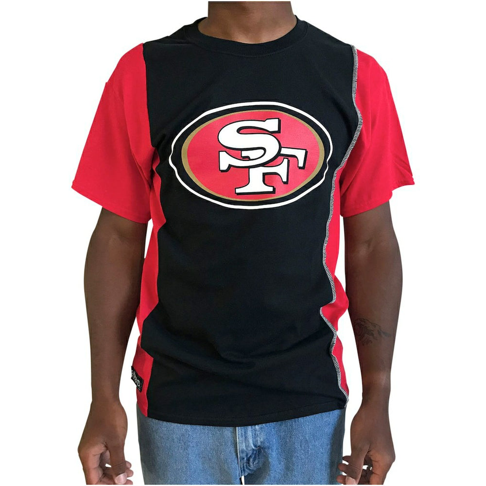 San Francisco 49ers Refried Apparel Sustainable Upcycled Split T-Shirt - Black/Scarlet online