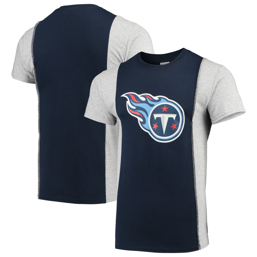 Tennessee Titans Refried Apparel Sustainable Upcycled Split T-Shirt - Navy/Gray cheap