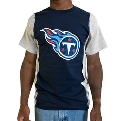 Tennessee Titans Refried Apparel Sustainable Upcycled Split T-Shirt - Navy/Gray cheap