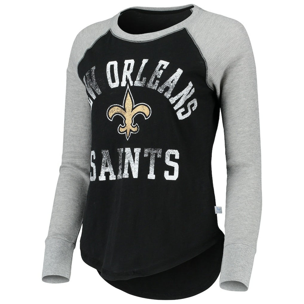 New Orleans Saints Touch Women's Waffle Raglan Lightweight Long Sleeve T-Shirt - Black outlet