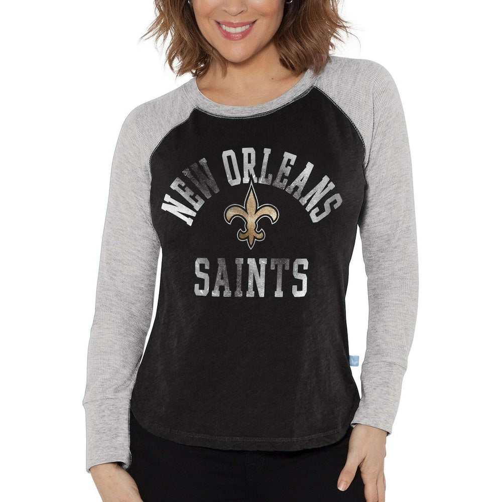 New Orleans Saints Touch Women's Waffle Raglan Lightweight Long Sleeve T-Shirt - Black outlet