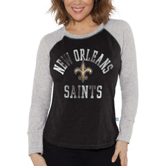 New Orleans Saints Touch Women's Waffle Raglan Lightweight Long Sleeve T-Shirt - Black outlet