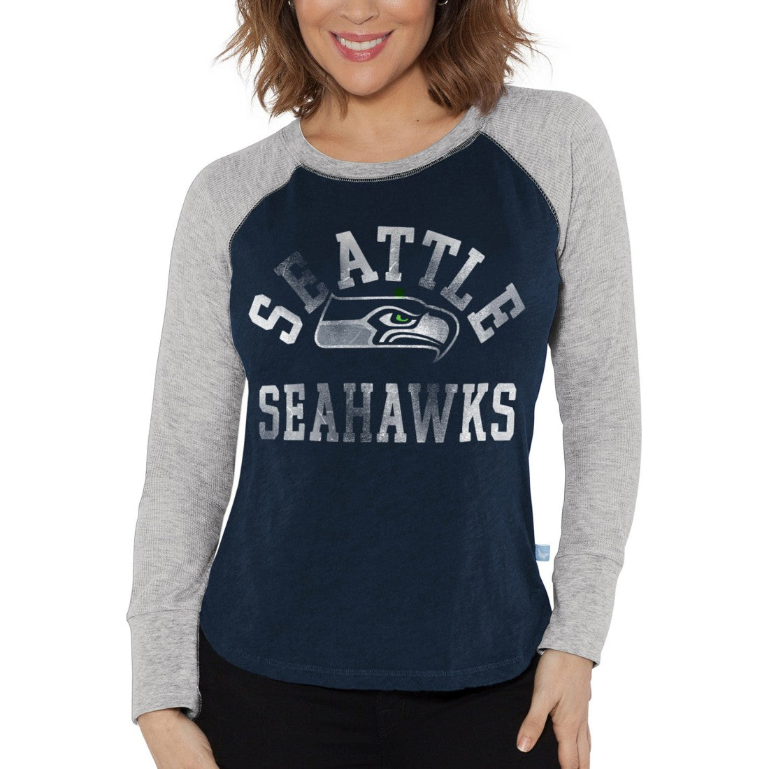 Seattle Seahawks Touch Women's Waffle Raglan Lightweight Long Sleeve T-Shirt - College Navy online
