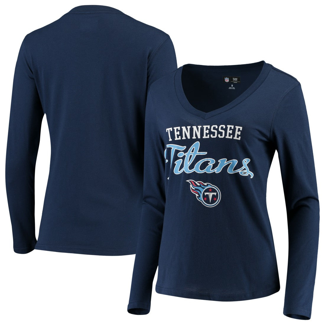 Tennessee Titans G-III 4Her by Carl Banks Women's Post Season Long Sleeve V-Neck T-Shirt - Navy outlet