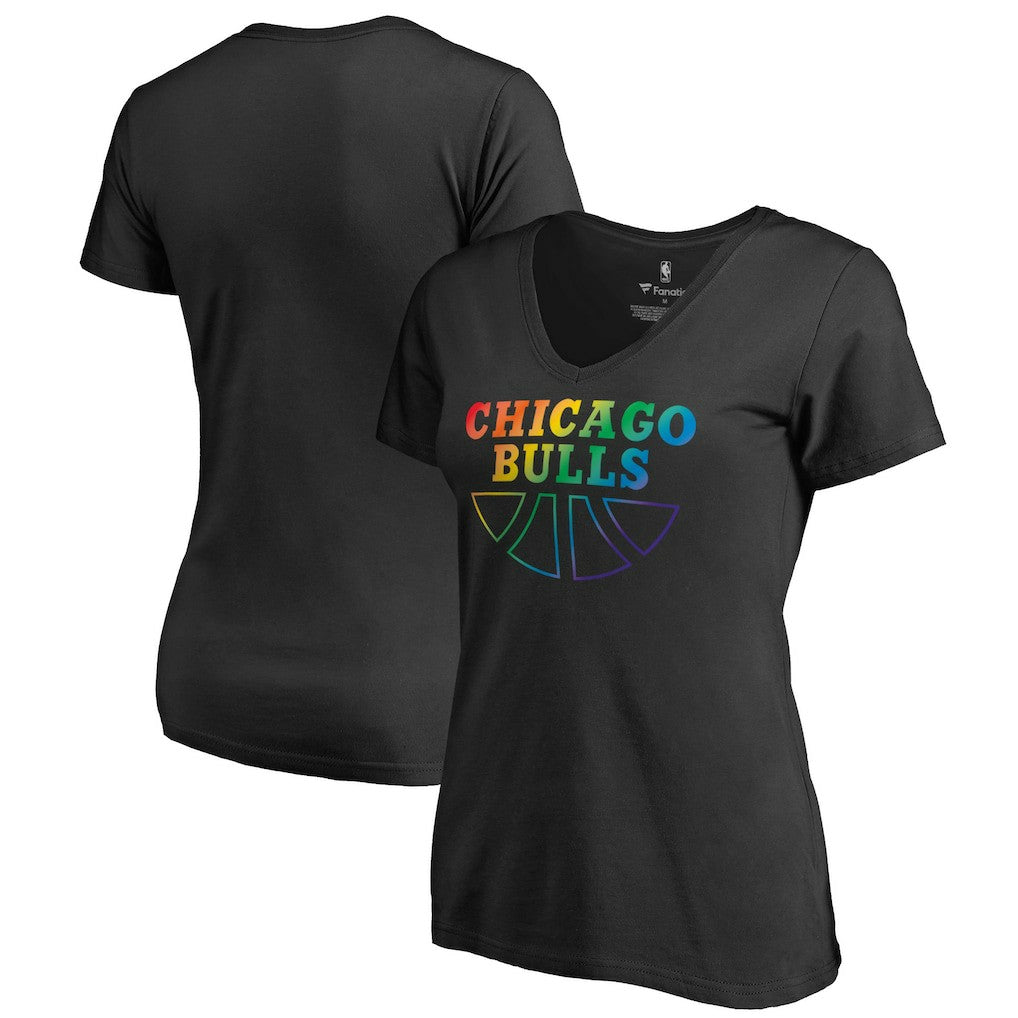 Chicago Bulls Women's Team Pride Wordmark V-Neck T-Shirt sale - Black for sale