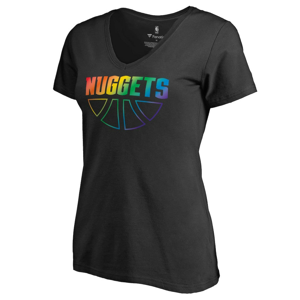 Denver Nuggets Women's Team Pride Wordmark V-Neck T-Shirt sale - Black online
