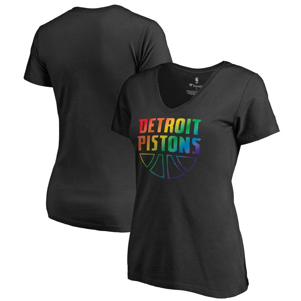 Detroit Pistons Women's Team Pride Wordmark V-Neck T-Shirt sale - Black sale