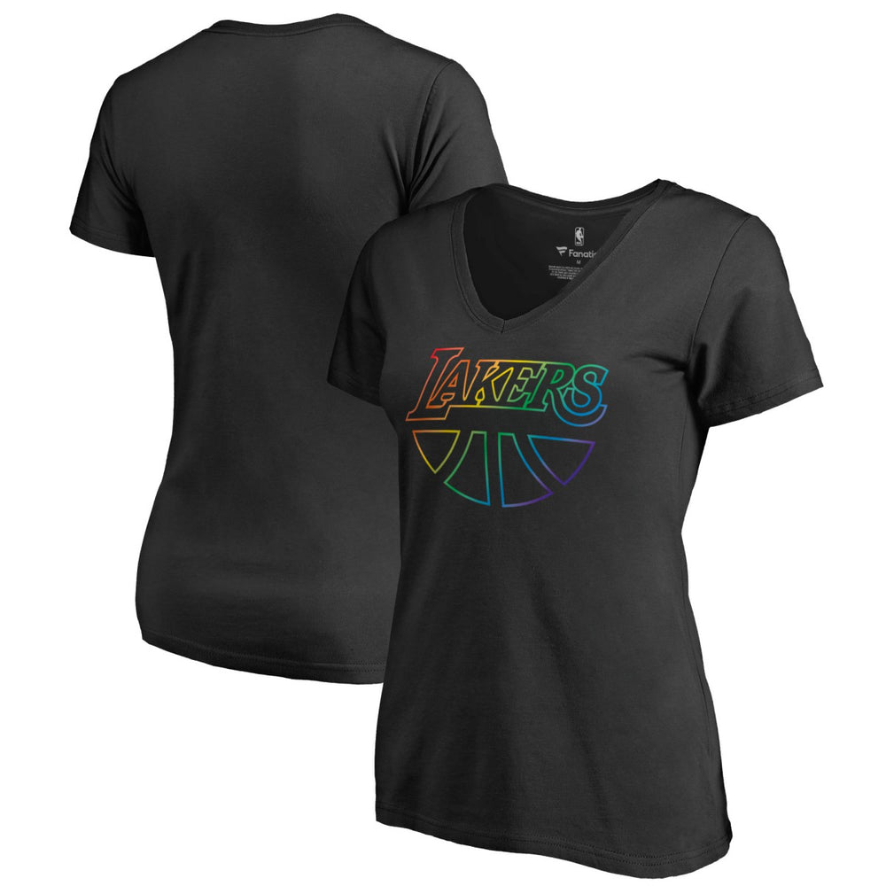 Los Angeles Lakers Women's Team Pride Wordmark V-Neck T-Shirt - Black on sale